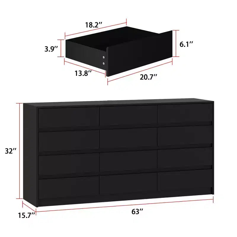 Famapy Moderne Kommode mit 12 Schubladen, eleganter Schubladenschrank