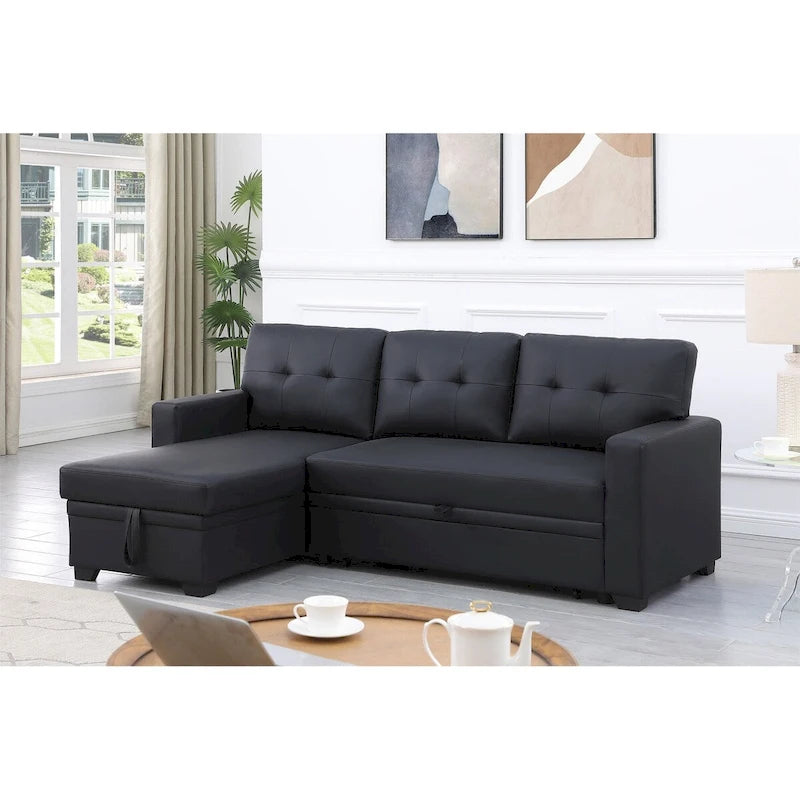 Polster-Ecksofa mit Ausziehfunktion und Recamiere