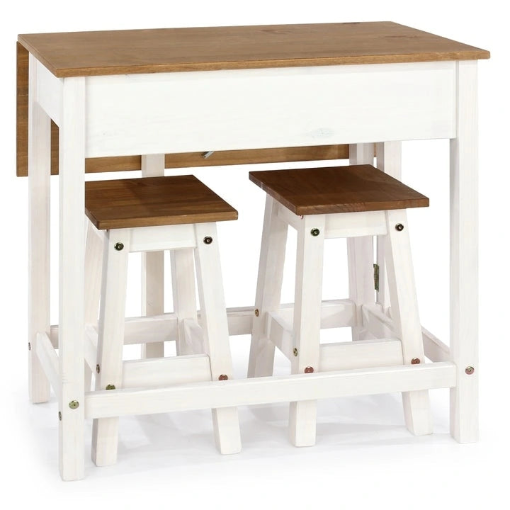 3-teiliges Esszimmer-Set mit Klapptisch aus Kiefernholz