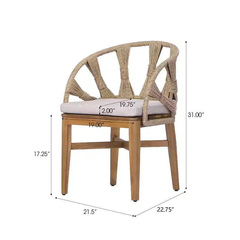 Christopher Knight Home Ferb 7-teiliges Boho-Gartenmöbelset aus Akazienholz und Korbgeflecht mit Sitzkissen