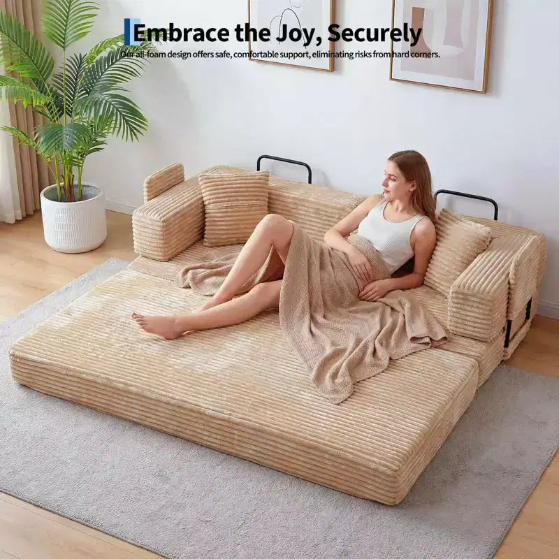 80,7" 5-in-1 ausklappbares Schlafsofa ??Kordsamt, 544 kg, keine Montage erforderlich