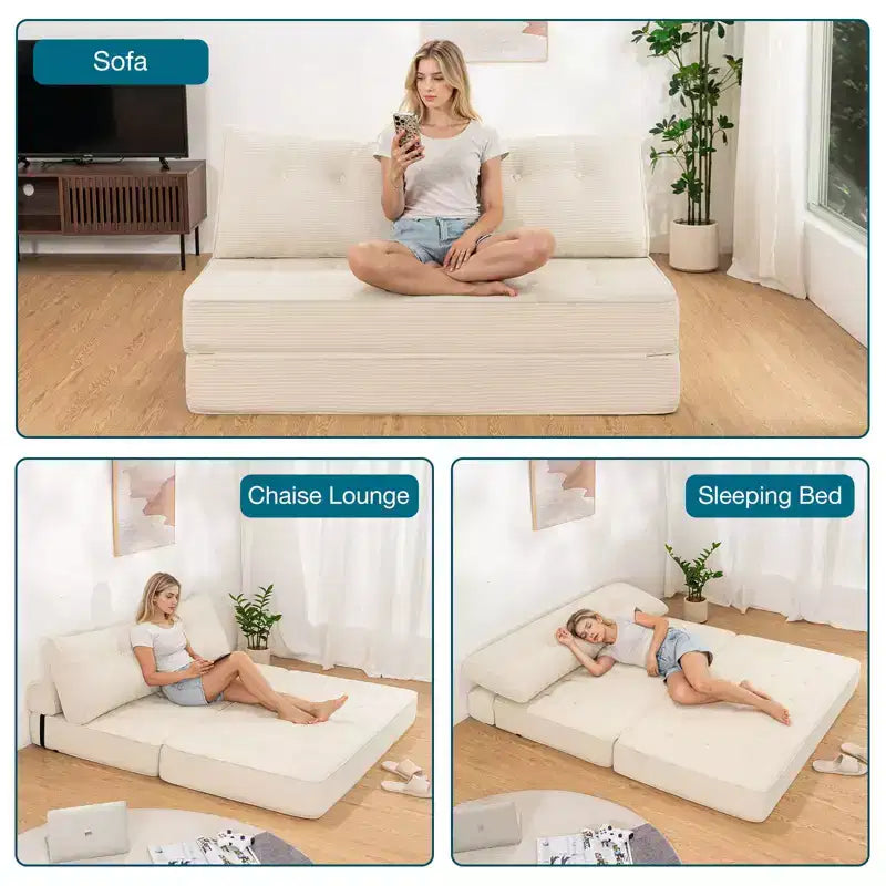 WARMOUNTS Klappbares Schlafsofa mit verstellbarer Rückenlehne, wandelbares Queen-Size-Schlafsofa für Wohnzimmer & Büro