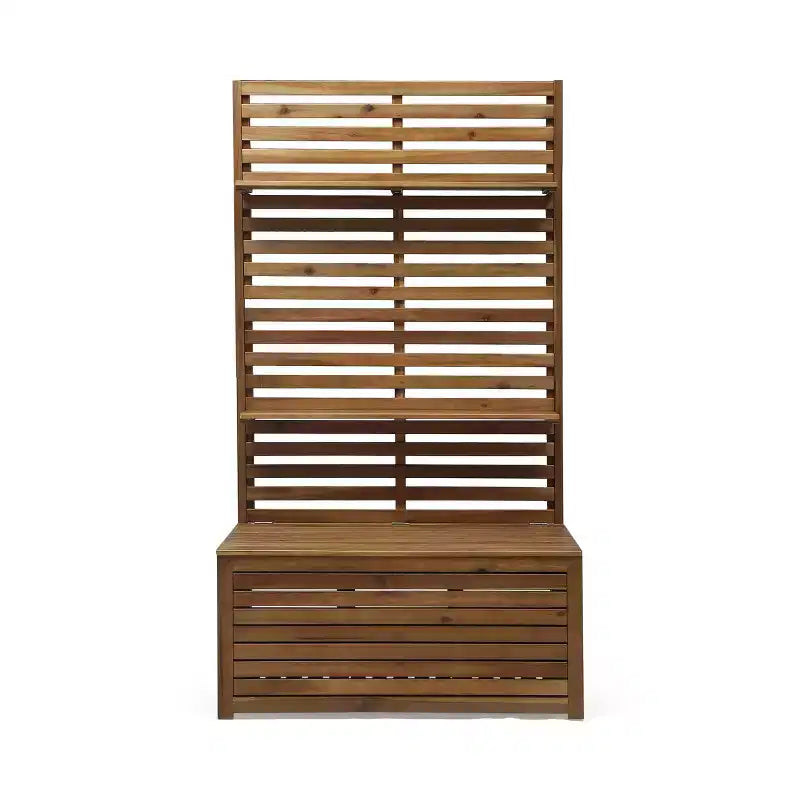 Christopher Knight Home Andrusia Rustikale Garten-Aufbewahrungsbank aus Akazienholz mit Ablage, Teak-Optik