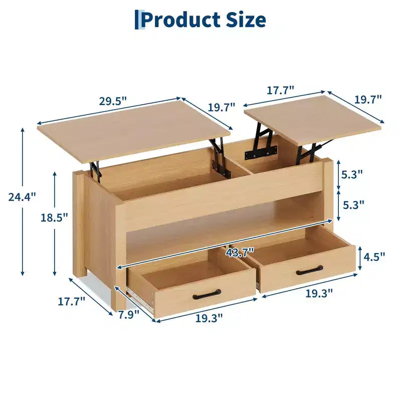 Couchtisch aus Holz – Höhenverstellbarer Couchtisch, höhenverstellbarer Wohnzimmertisch, moderner Couchtisch, stilvoller Couchtisch