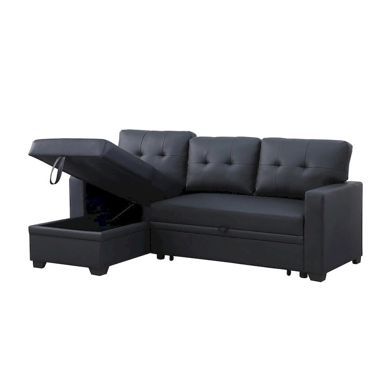 Polster-Ecksofa mit Ausziehfunktion und Recamiere