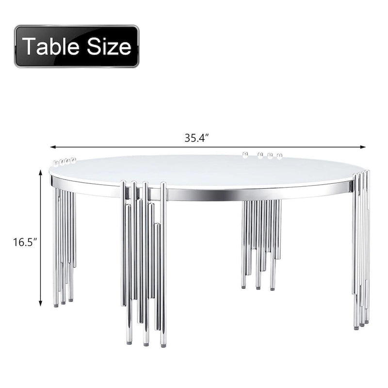 Runder Couchtisch aus gehärtetem Glas mit 3 Ebenen und um 360 Grad drehbarer Tischplatte