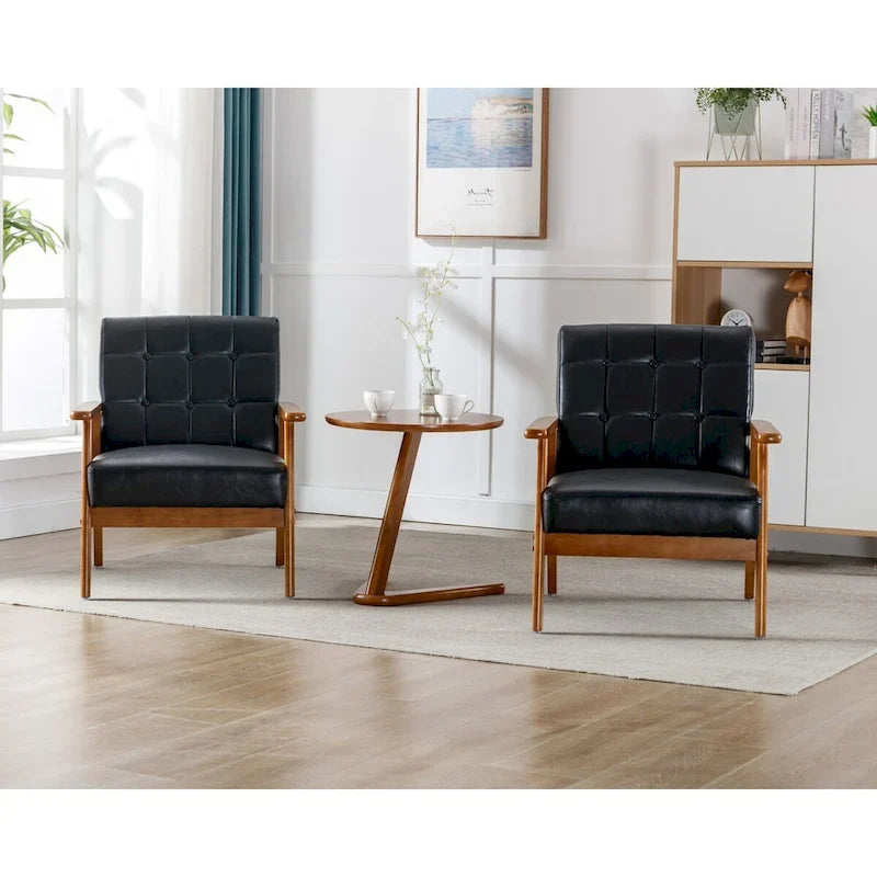 2er-Set Akzentstühle mit Beistelltisch, Armlehnstuhl für Wohnzimmer, Schlafzimmer, Büro - 78,0 cm H * 64,5 cm B * 71,0 cm T
