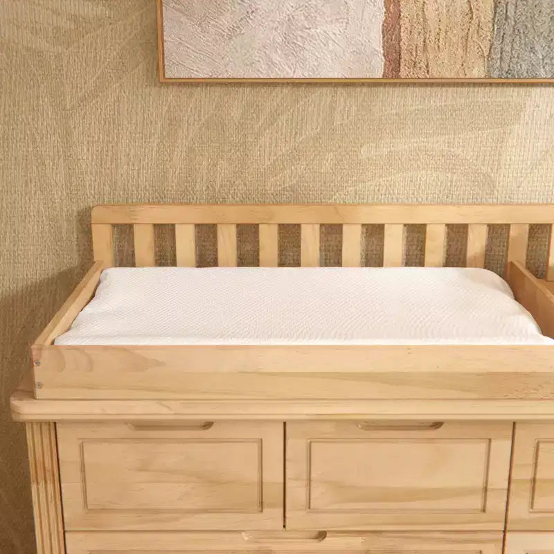 Homsee Wickelkommode aus massivem Kiefernholz: Abnehmbarer Aufsatz, Schubladen-Stauraum, All-in-One-Ausstattung für das Kinderzimmer