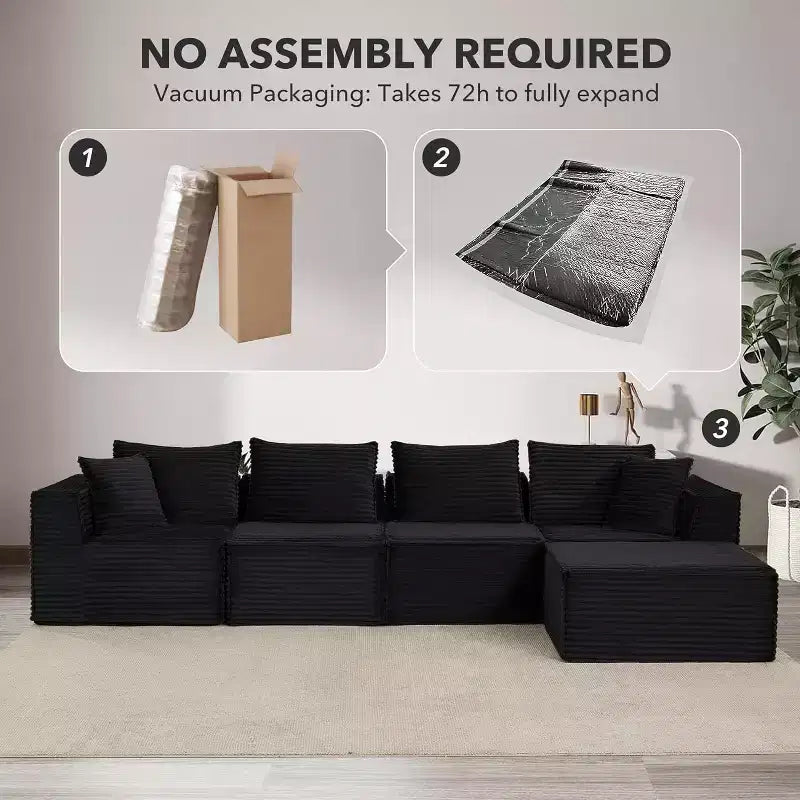 107/ 137 modulares Cloud-Sofa-Element, tiefes, rahmenloses Sofa, wandelbares, bequemes Bodensofa mit Hockern und Memory-Schaumstoff