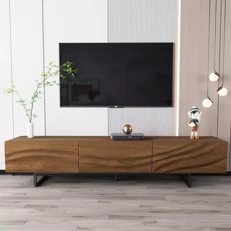 82,83 Zoll moderner TV-Schrank mit Schubladen aus Massivholz und Lüftungsschlitzen, Medienkonsole fürs Wohnzimmer