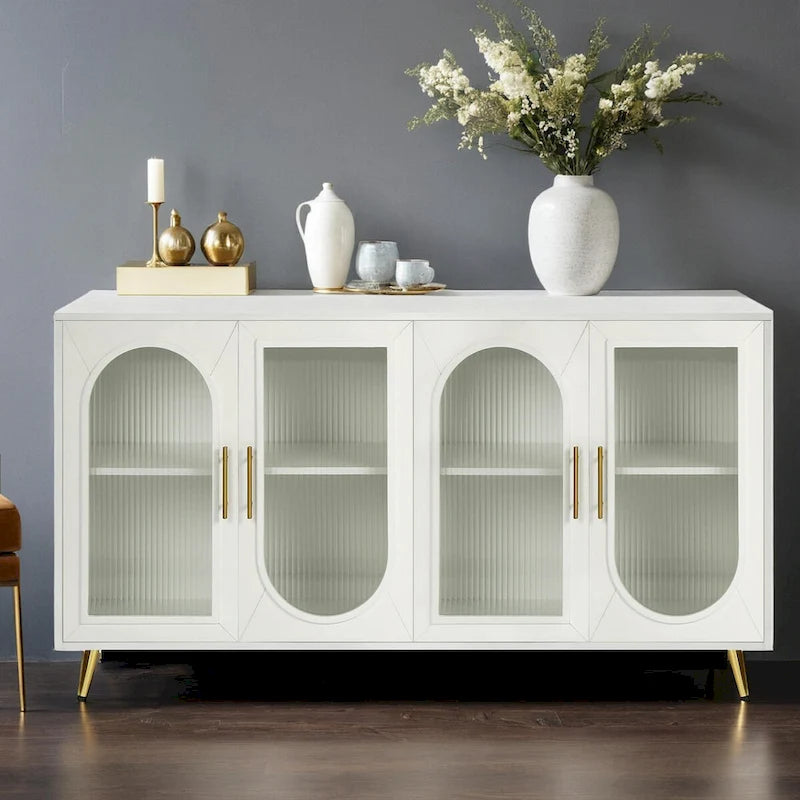 TV-Ständer für 65+ Zoll Fernseher, TV-Schrank aus Holz mit Stauraum & verstellbaren Regalen, Medienkonsole für Wohnzimmer Schlafzimmer
