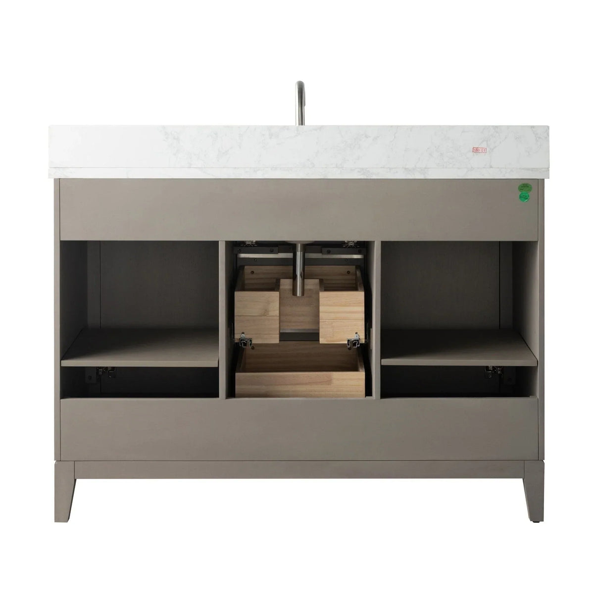 Vanity Art Badezimmerschrank mit Keramikwaschbecken und Platte aus technischem Marmor
