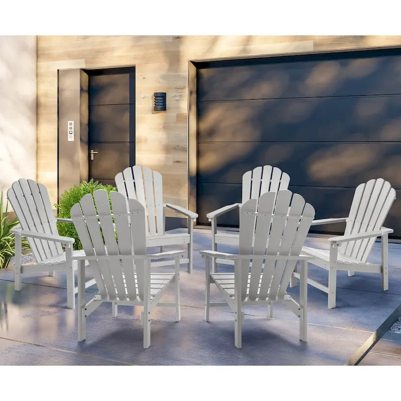Vrakae 6er-Set stapelbarer Adirondack-Gartenstühle aus HDPE für jedes Wetter