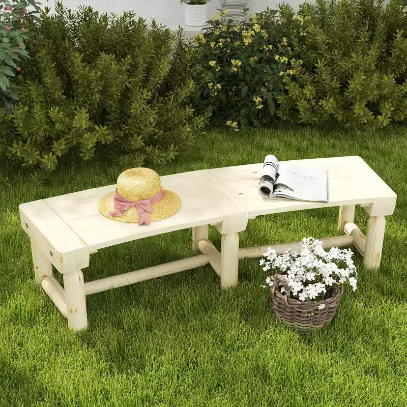 Outsunny Gartenbank aus Holz, halbkreisförmige Baum-Sitzbank für den Außenbereich, runde Baumbank