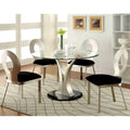 Zaia Zeitgenössisches 5-teiliges rundes Esszimmerset aus silbernem Stahl von Furniture of America