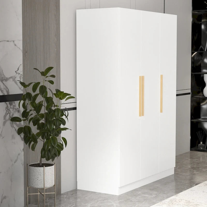 Timechee 47,2 Kleiderschrank Massivholzgriffe Weiß