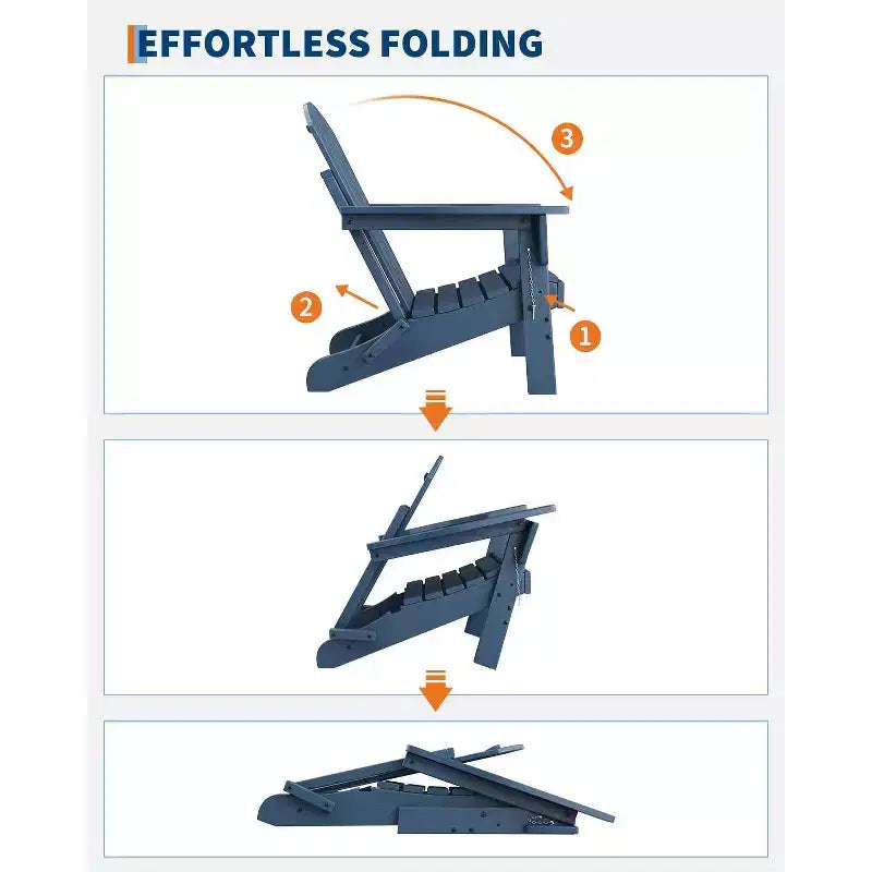Klappbare Adirondack-Stühle, 4er-Set mit 2 Beistelltischen, moderne Outdoor-Stühle aus HDPE für Terrasse, Veranda, Balkon, Garten und Rasen