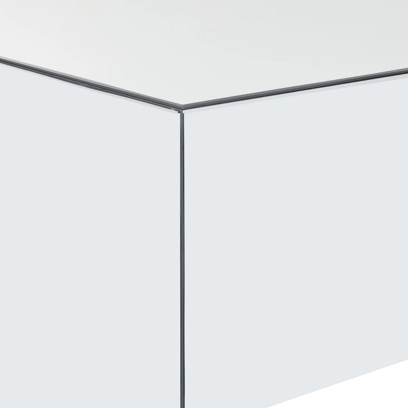 Rechteckiger Couchtisch aus Spiegelglas mit erhöhtem Gestell – Silber – Roche River Decor – 28Bx47Lx18H