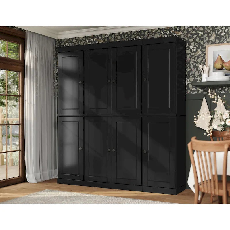 Küchenbuffet aus 100 % Massivholz mit Glas- oder Holztüren und 2-Schubladen-Set, 65 x 71,5