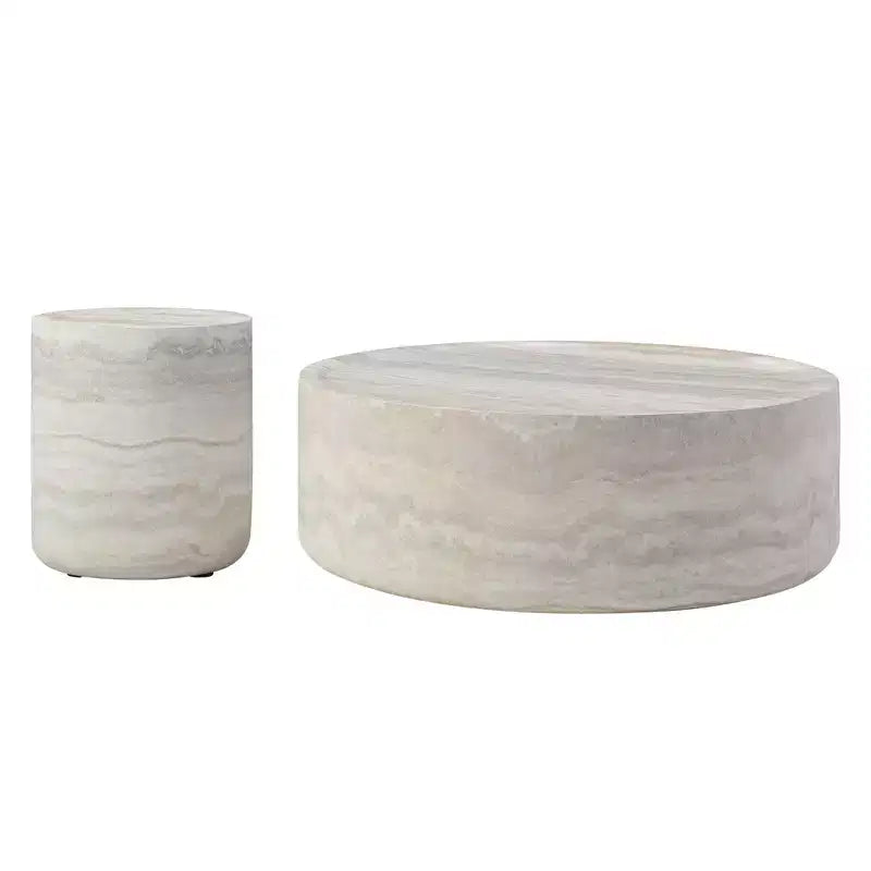 Runder Couchtisch Faux MARS Muster Cocktailtisch Beistelltisch Wohnzimmertisch Sofatisch - ModernLuxe