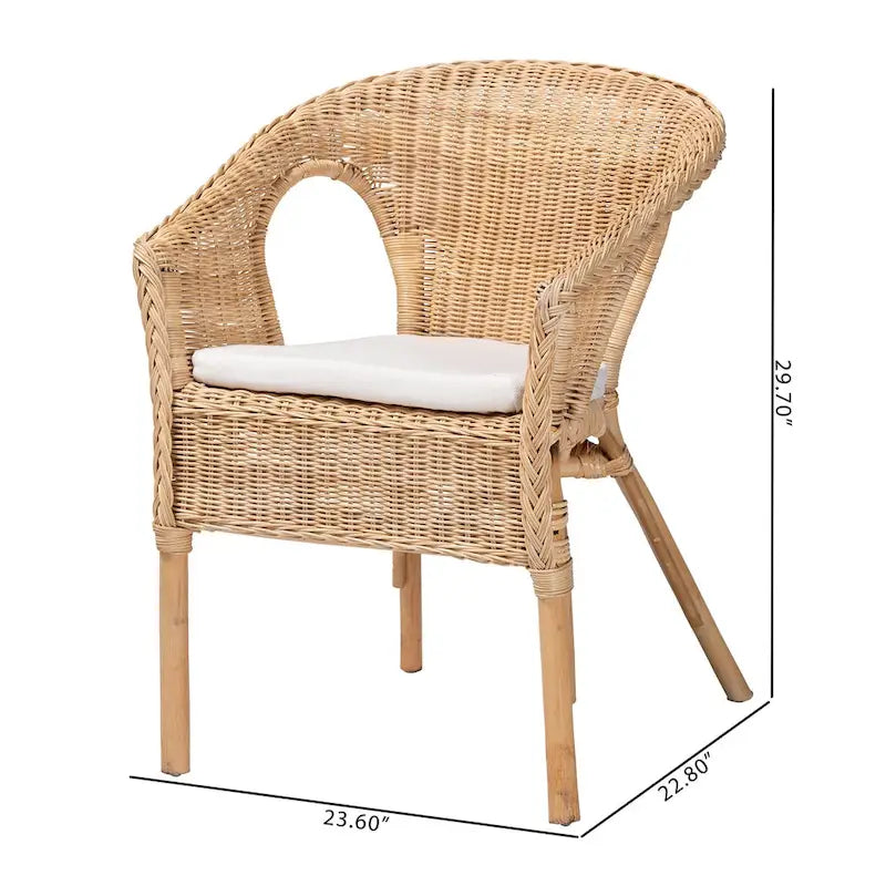 Abbey Moderner böhmischer Esszimmerstuhl aus natürlichem Rattan