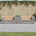 Gartenbank mit Gabionenkorb, Naturholz und Silber