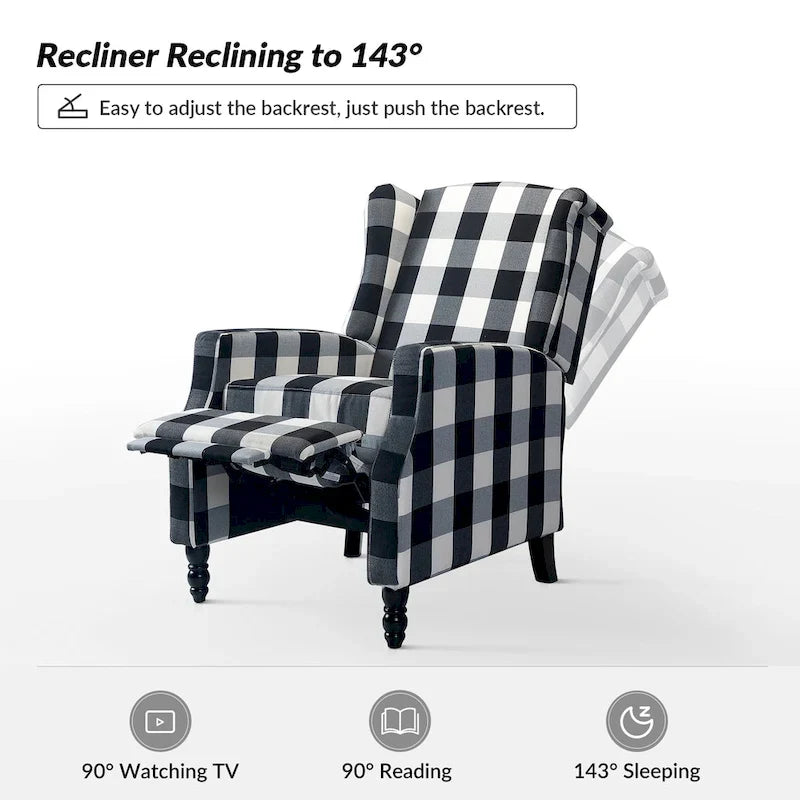 Manueller Mid-Century-Modern-Relaxsessel mit Rückstellfunktion und Ohrensesseldesign