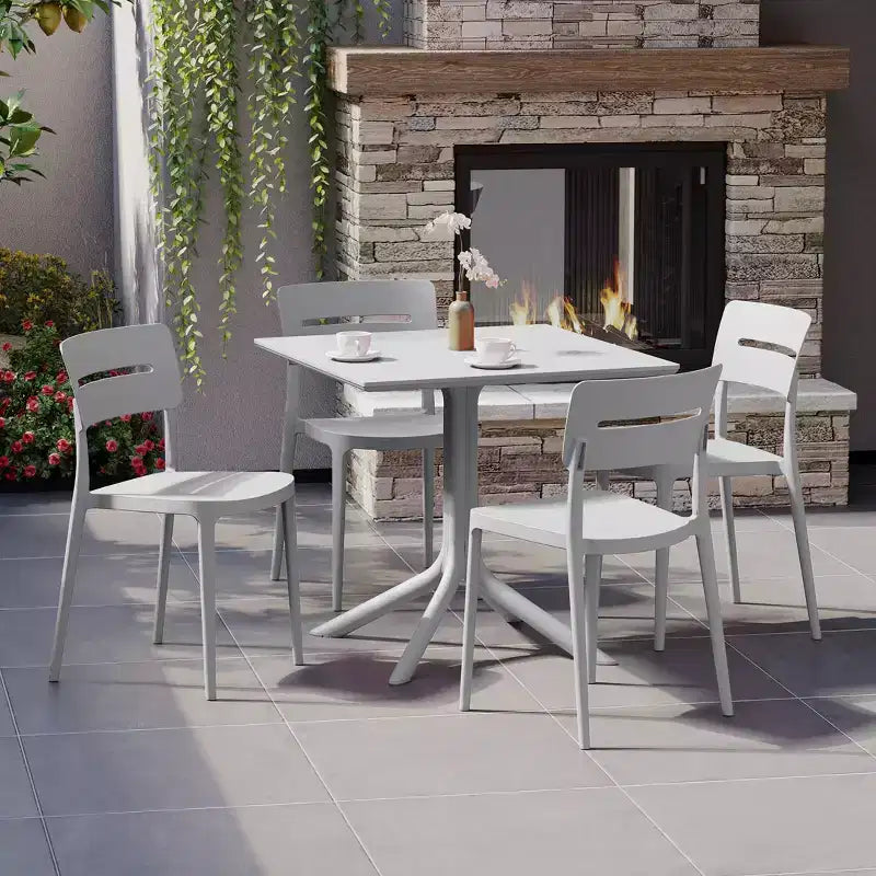 WestinTrends Playa Modern 5-teiliges Essgruppe aus Kunstharz für die Terrasse mit stapelbaren Terrassenstühlen
