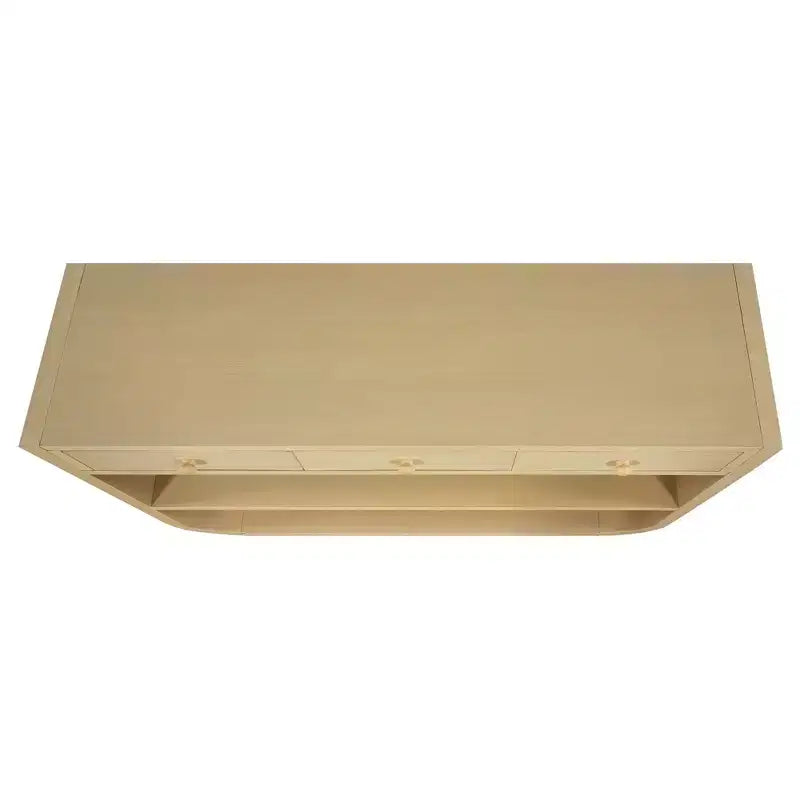 ModernLuxe geschwungener Konsolentisch, Flurtisch, Sofabeistelltisch, Präsentationsständer, Akzenttisch mit 3 Soft-Close-Schubladen & 2 offenen Ablagen