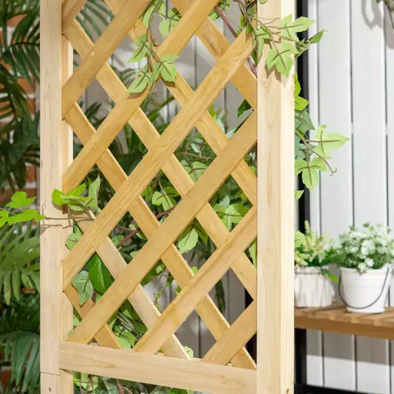Outsunny Gartenbank mit Pergola-Bogen und 2 Rankgittern, 3-Sitzer Gartenbank aus Holz für Kletterpflanzen und Weinreben