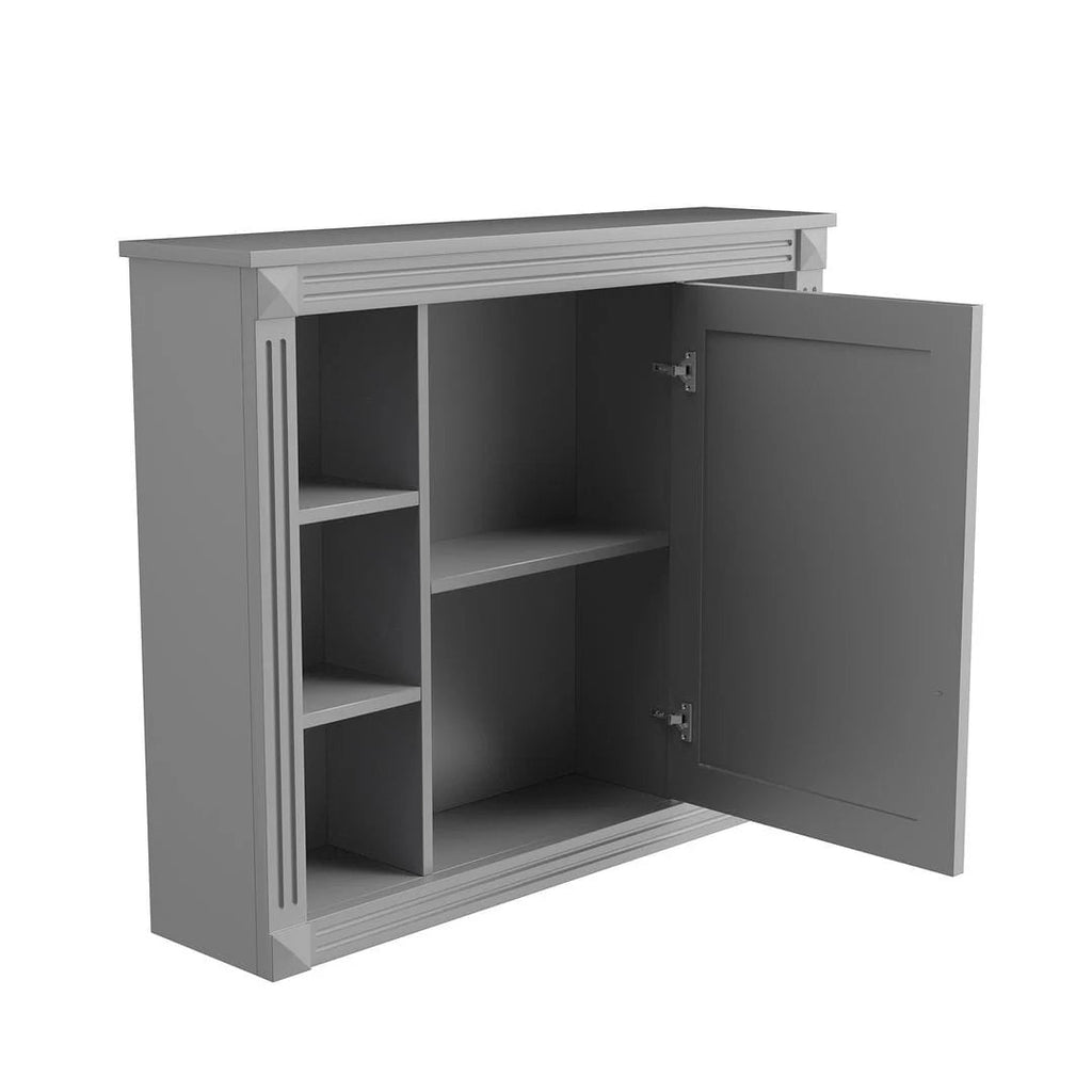 36" Moderner Badezimmer-Waschtisch mit Aufsatzwaschbecken und Spiegelschrank, 2 Türen und 2 Schubladen