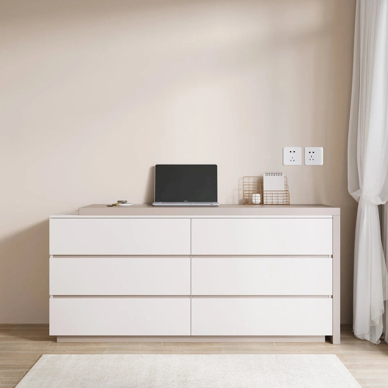 97,63  Modernes, erweiterbares Homeoffice-Schreibtisch-Kommoden-Set mit 6 Schubladen