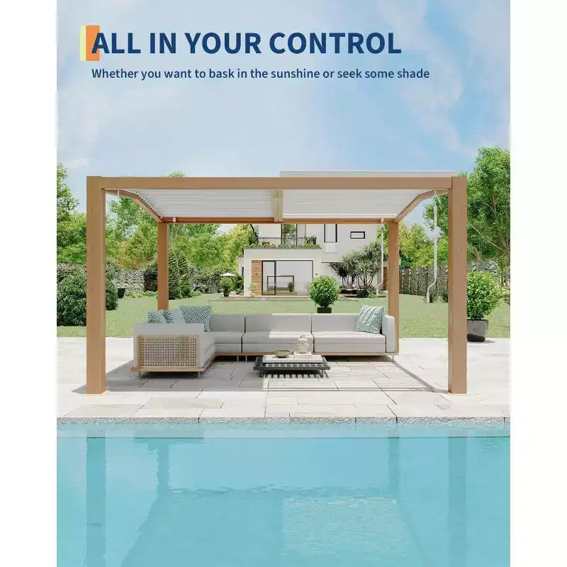 11x13 Outdoor-Pergola mit verstellbarem Lamellendach, verstärktem Aluminiumrahmen, Gartenpavillon für Terrasse, Patio, Hinterhof und Garten