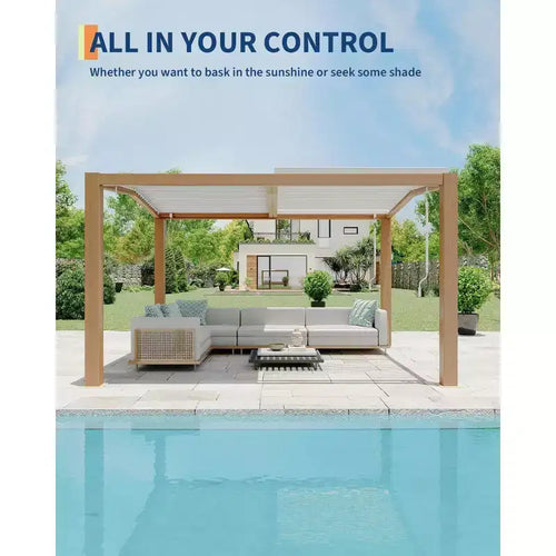 11x13 Outdoor-Pergola mit verstellbarem Lamellendach, verstärktem Aluminiumrahmen, Gartenpavillon für Terrasse, Patio, Hinterhof und Garten