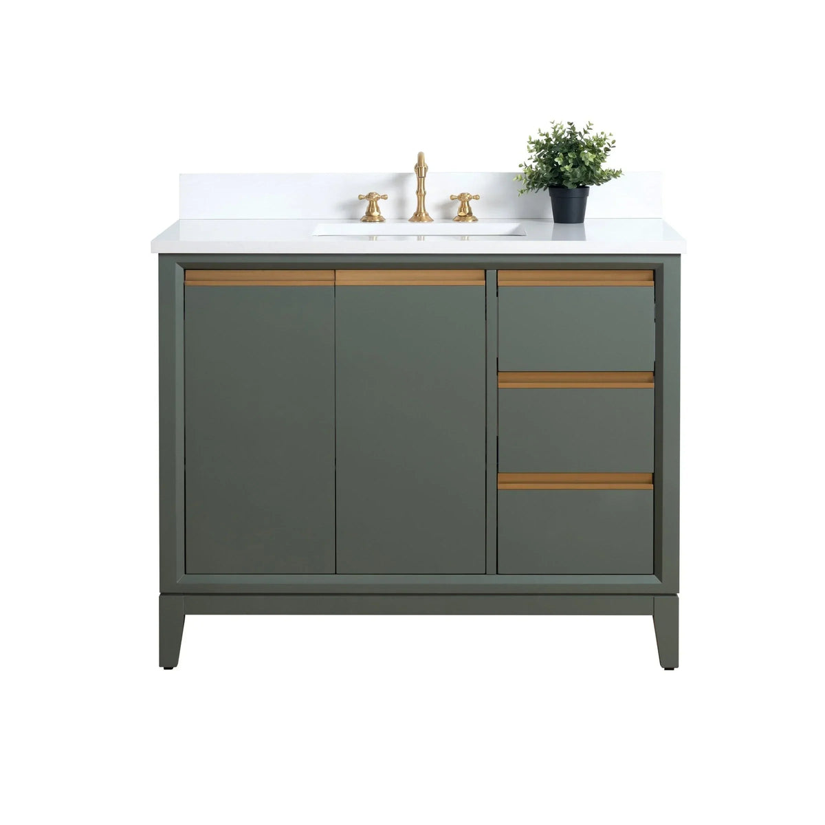Vanity Art Badezimmerschrank mit Keramikwaschbecken und Platte aus technischem Marmor