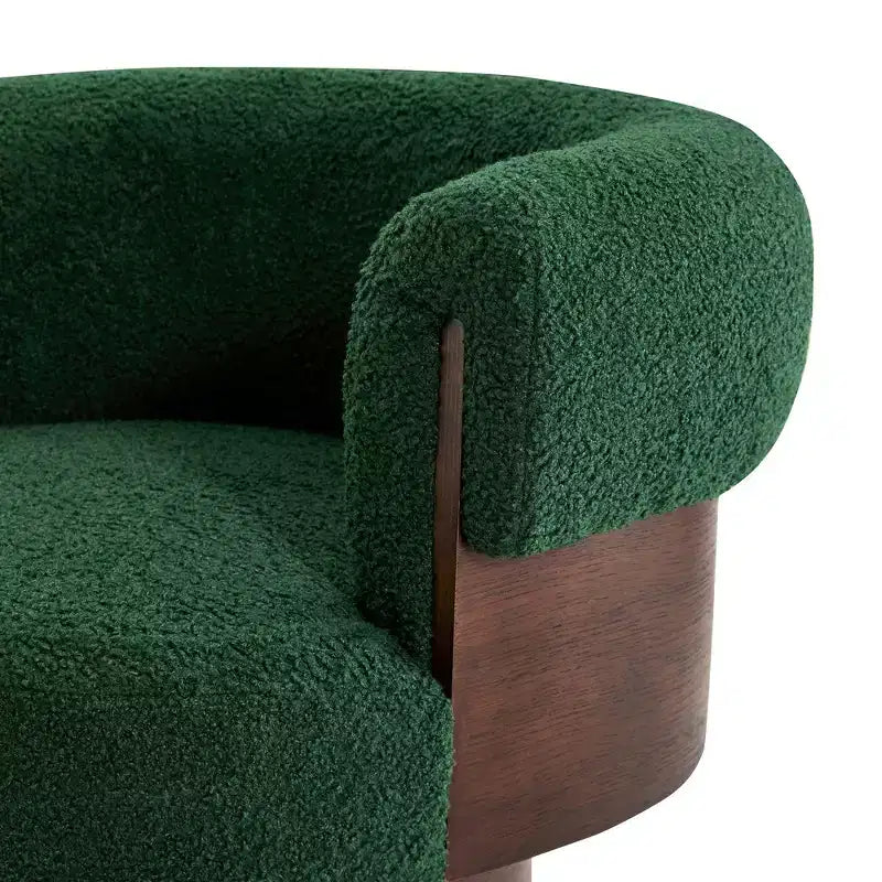 Whisen 360° drehbarer Fasssessel mit skulpturalem Bogenholzdesign, Massivholzrahmen, 32 breit, vielseitig für Wohnzimmer und Schlafzimmer einsetzbar
