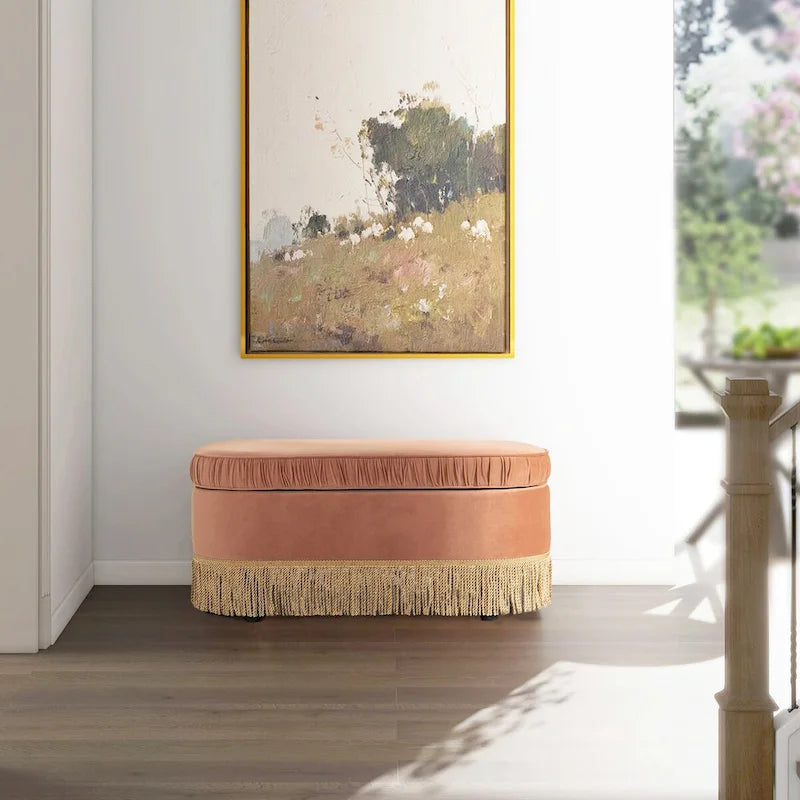 Serena 38" Gepolsterte ovale Aufbewahrungsbank