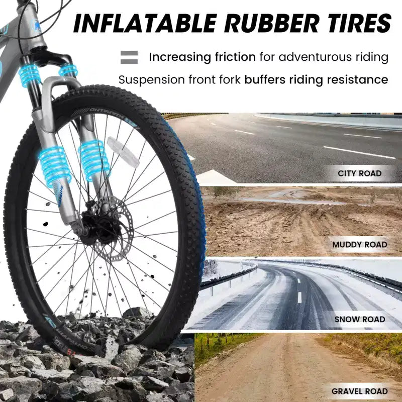 NAYSAYE 26-Zoll-Mountainbike, 21-Gang-Erwachsenenfahrrad mit Rahmen aus hochfestem Carbonstahl und mechanischen Scheibenbremsen vorne und hinten, 67 × 26,5 × 38