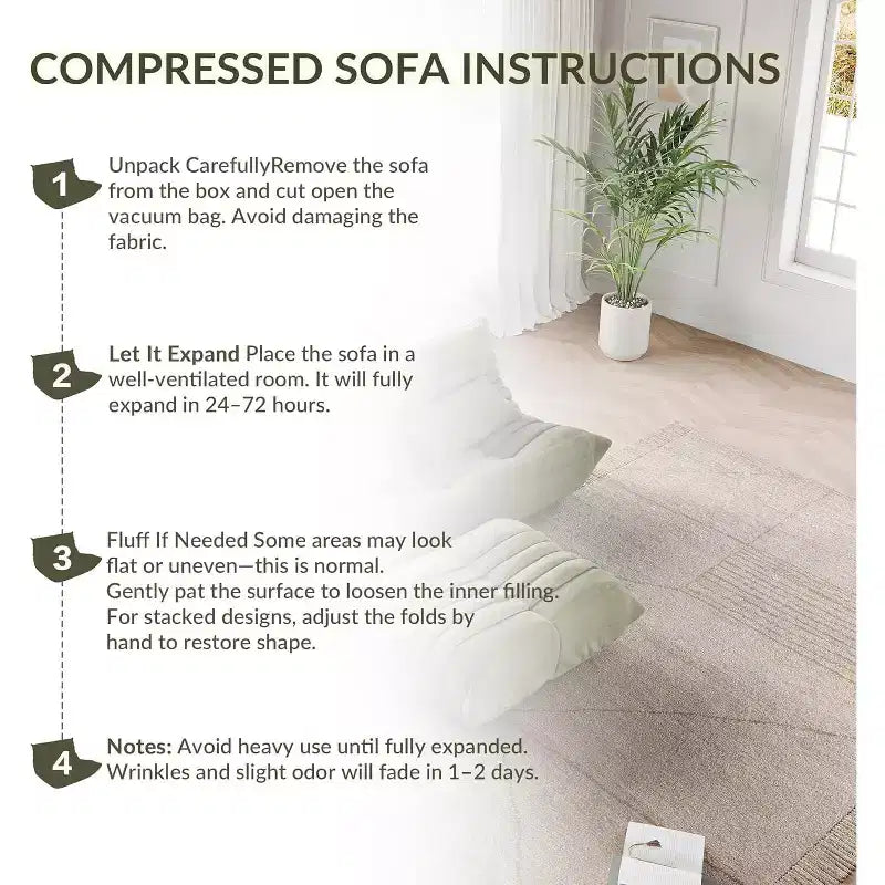 Übergroßes Sitzsack-Sofa mit Fußhocker, tierfreundliches Wildlederimitat-Loveseat für Wohnzimmer & Büro