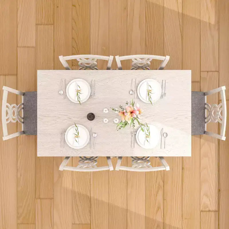 VECELO Rustikale Esszimmerstühle aus Holz, Küchenstühle aus Kautschukholz mit gepolsterter Sitzfläche und eleganter, durchbrochener Rückenlehne, Grau