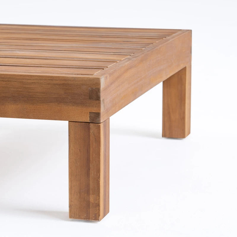 Oana Gartenmöbel-Set aus Akazienholz mit linkem Armteil, bestehend aus 2-Sitzer-Sofa und Couchtisch, inklusive Sitzkissen, von Christopher Knight Home