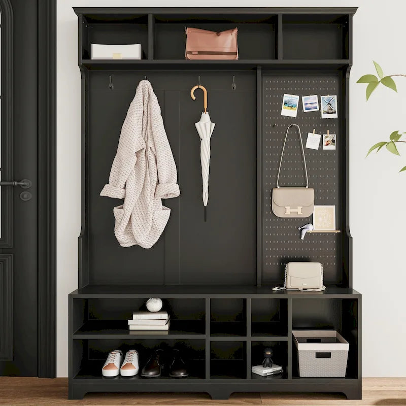 GDFStudio – Finn Multifunktionale Garderobe mit Schuhbank, Lochwand und viel Stauraum