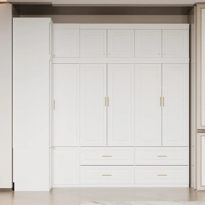 Kleiderschrank-Organizer, Kleiderschränke mit Hängestange und 4 Schubladen, großer Stauraum