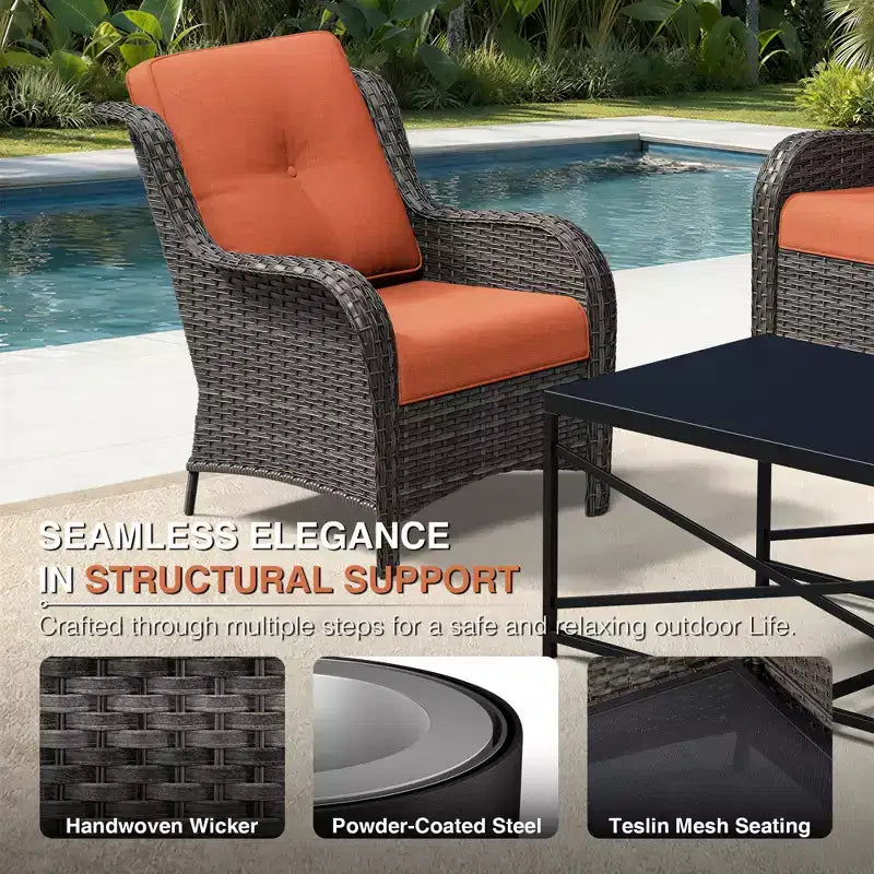 UPTIOT Premium Outdoor-Lounge-Set mit Sofa, Drehstühlen und Fußhocker für ultimativen Komfort und Stil