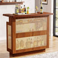 Rattan-Heimbar, 4-stufiger Barwagen im Landhausstil mit 4 Weinglashaltern, Karamellbraun