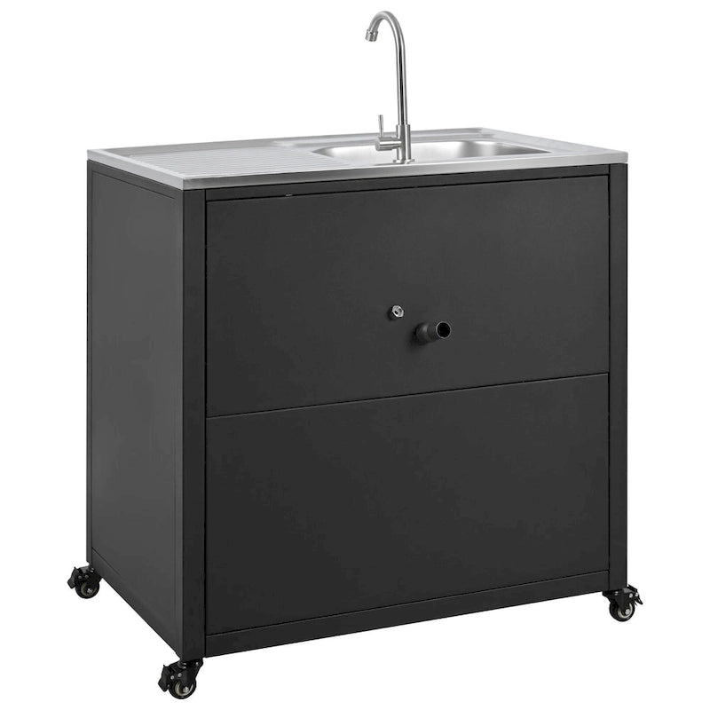 Mobile Outdoor-Spüle, modulare Terrassen-Spülstation mit Schrank