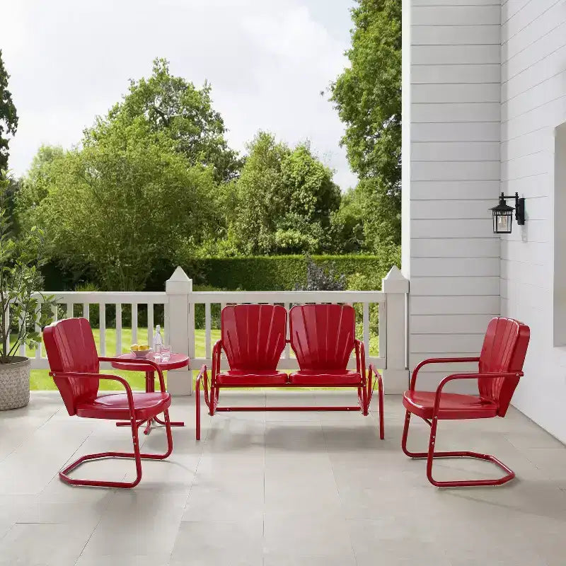 Ridgeland 4-tlg. Outdoor-Sitzgruppe aus Metall - Rot - Crosley