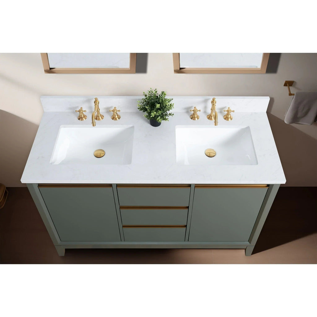 Vanity Art Badezimmerschrank mit Keramikwaschbecken und Platte aus technischem Marmor