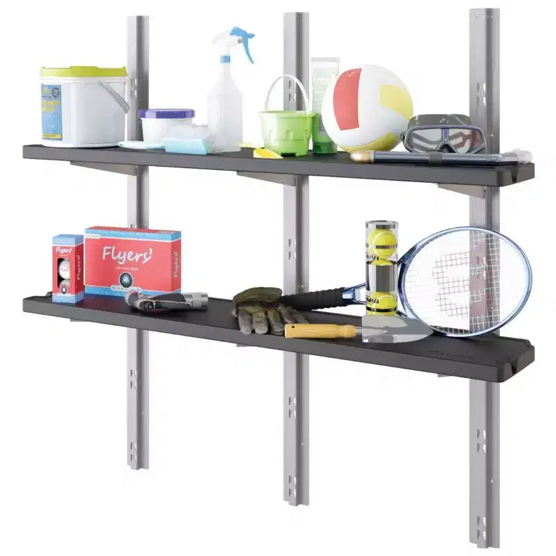 Suncast Vertikaler Geräteschrank 6-Böden-Set Platzsparende Wandmontage Outdoor-Aufbewahrung, Schwarz