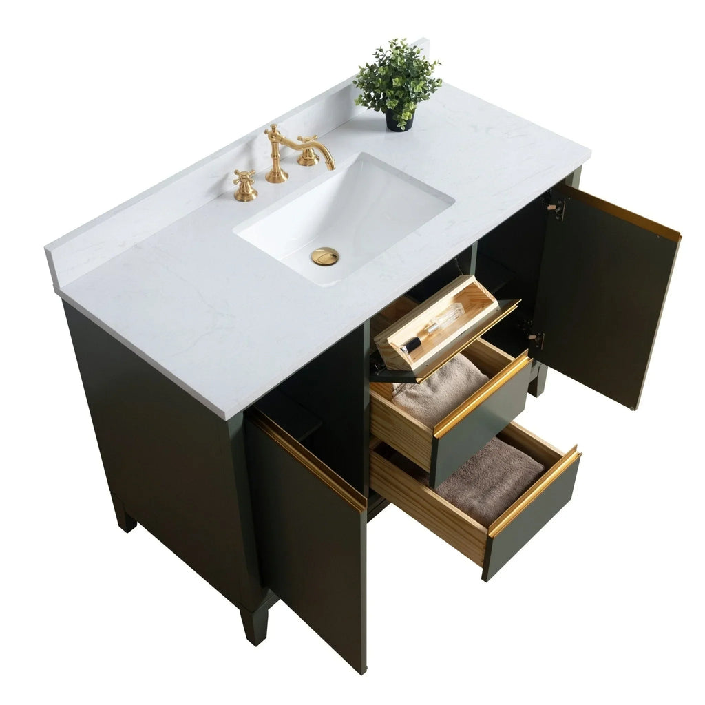 Vanity Art Badezimmerschrank mit Keramikwaschbecken und Platte aus technischem Marmor